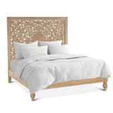 Taj Queen Bed in Hand Carved Whitewash from Home Trends & Design - Luna Furniture