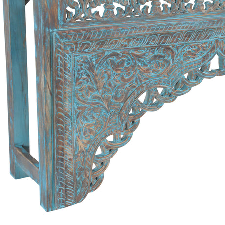 Tribal 59" Teal Carved Wood Console Table from Home Trends & Design - Luna Furniture