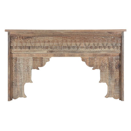 Tribal 59" Natural Carved Wood Console Table from Home Trends & Design - Luna Furniture