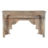 Tribal 59" Natural Carved Wood Console Table