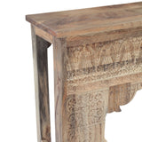 Tribal 59" Natural Carved Wood Console Table