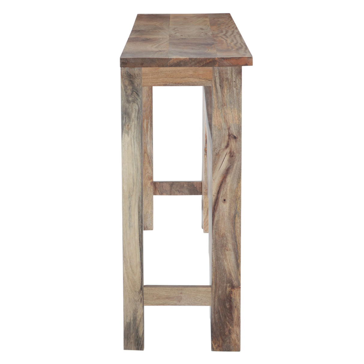 Tribal 59" Natural Carved Wood Console Table