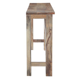 Tribal 59" Natural Carved Wood Console Table