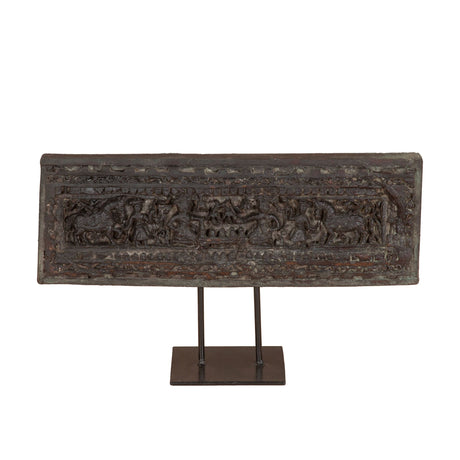 20" Carved Wood Panel on Iron Stand from Home Trends & Design - Luna Furniture