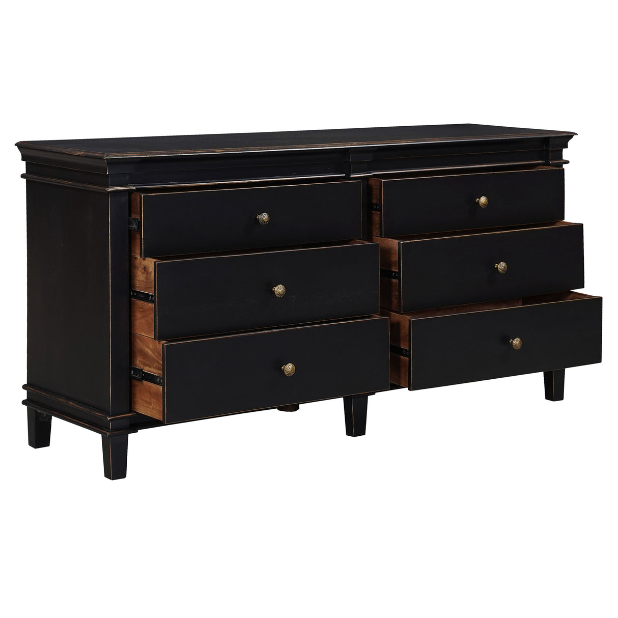 Turin 70" Dresser in Distressed Black from Home Trends & Design - Luna Furniture