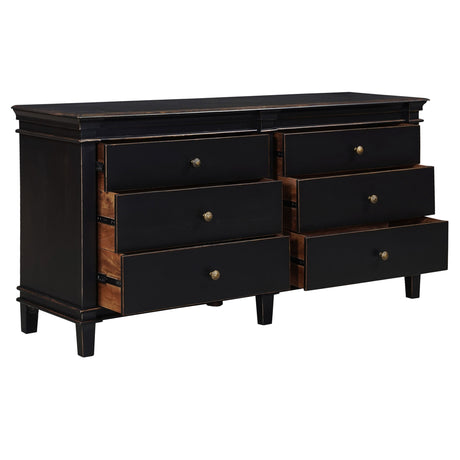 Turin 70" Dresser in Distressed Black from Home Trends & Design - Luna Furniture