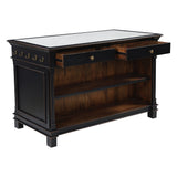 Turin 58" Kitchen Island in Distressed Black with White Marble Top from Home Trends & Design - Luna Furniture