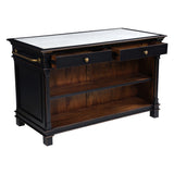 Turin 58" Kitchen Island in Distressed Black with White Marble Top from Home Trends & Design - Luna Furniture