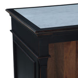 Turin 58" Kitchen Island in Distressed Black with White Marble Top from Home Trends & Design - Luna Furniture