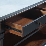 Turin 58" Kitchen Island in Distressed Black with White Marble Top from Home Trends & Design - Luna Furniture