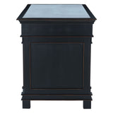 Turin 58" Kitchen Island in Distressed Black with White Marble Top from Home Trends & Design - Luna Furniture