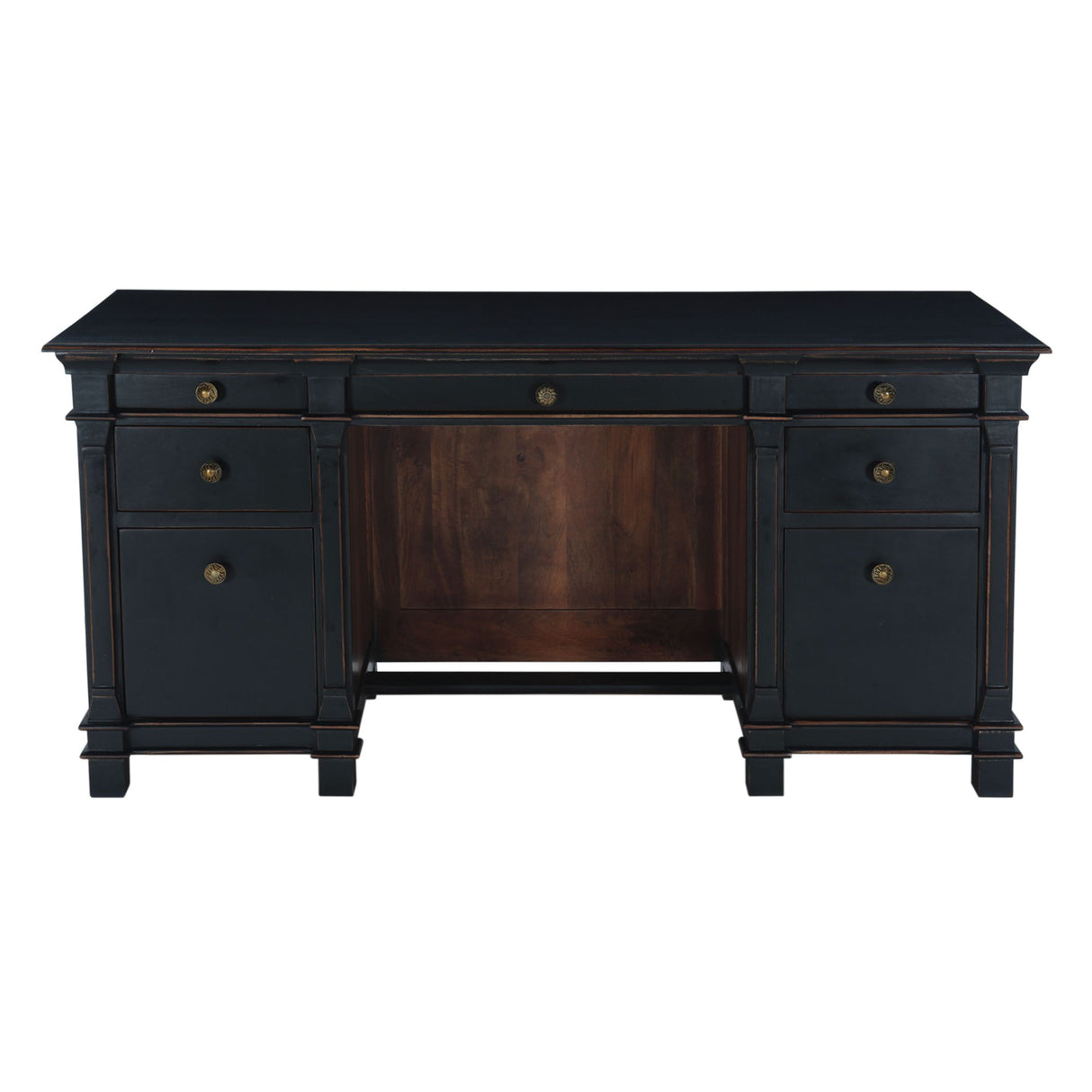 Turin 66" Distressed Black Office Desk