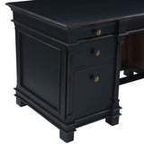 Turin 66" Distressed Black Office Desk