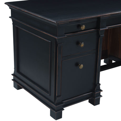 Turin 66" Distressed Black Office Desk from Home Trends & Design - Luna Furniture