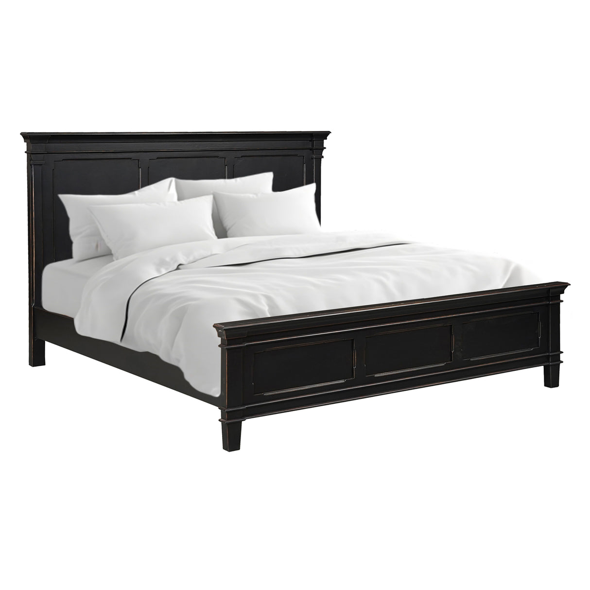 Turin King Bed in Distressed Black from Home Trends & Design - Luna Furniture