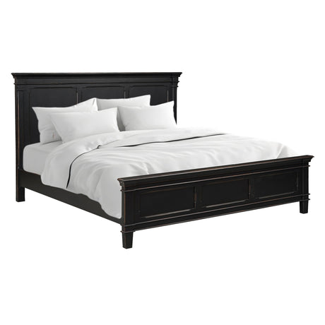 Turin King Bed in Distressed Black from Home Trends & Design - Luna Furniture