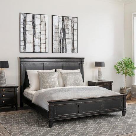 Turin King Bed in Distressed Black from Home Trends & Design - Luna Furniture