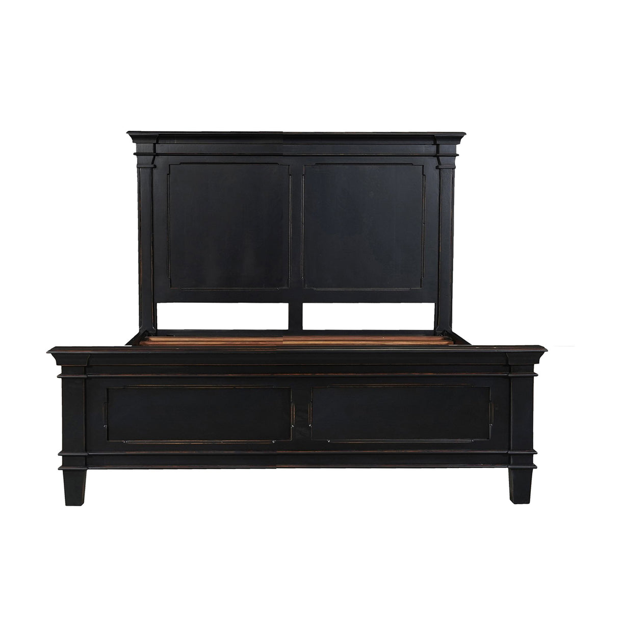 Turin Queen Bed in Distressed Black from Home Trends & Design - Luna Furniture