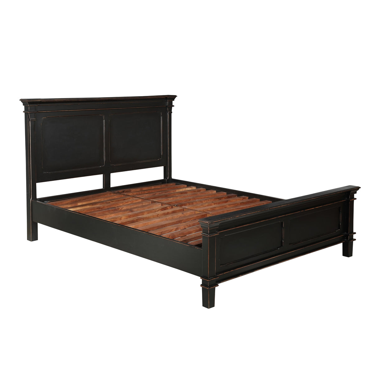 Turin Queen Bed in Distressed Black from Home Trends & Design - Luna Furniture