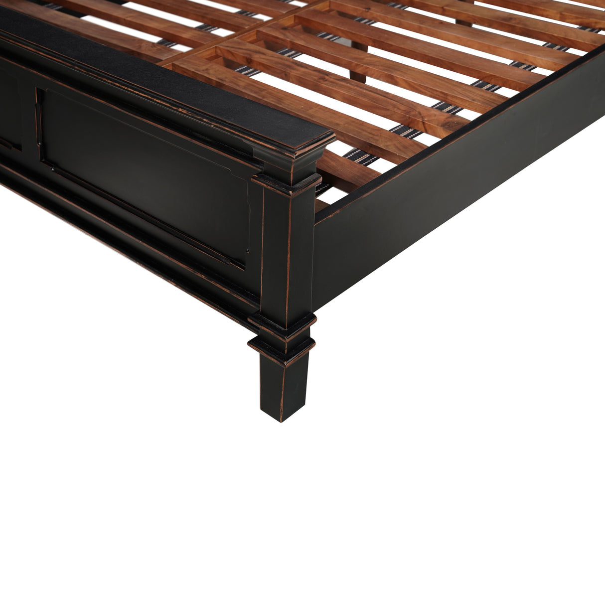 Turin Queen Bed in Distressed Black from Home Trends & Design - Luna Furniture