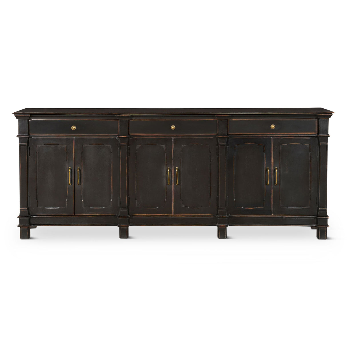 Turin 100" Sideboard in Distressed Black with Walnut Interior from Home Trends & Design - Luna Furniture