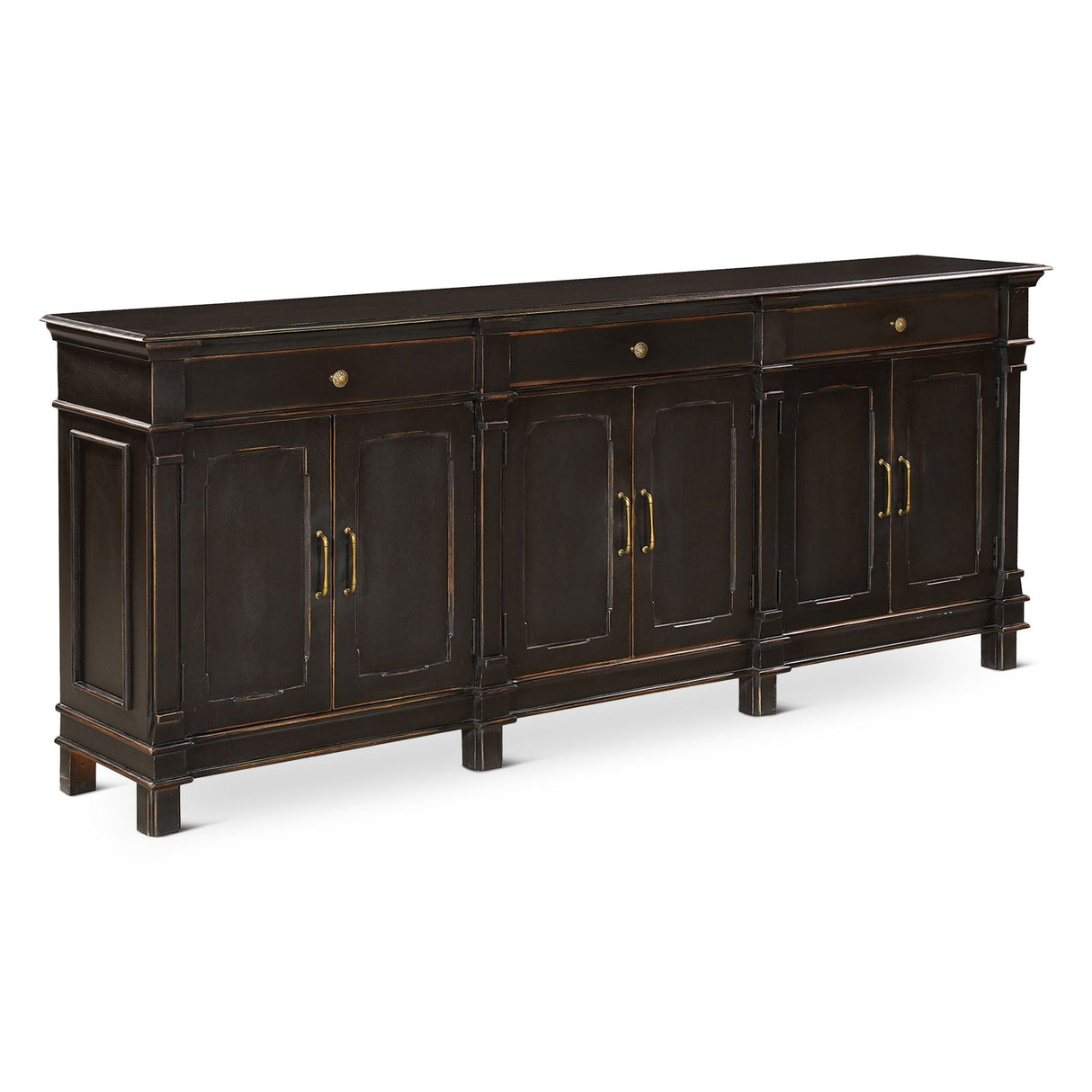 Turin 100" Sideboard in Distressed Black with Walnut Interior from Home Trends & Design - Luna Furniture