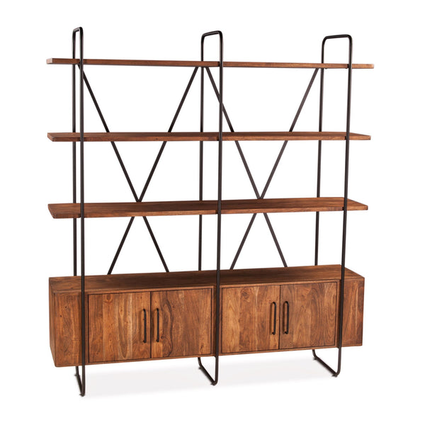 Verbania 75" Bookshelf in Pecan Brown Acacia Wood