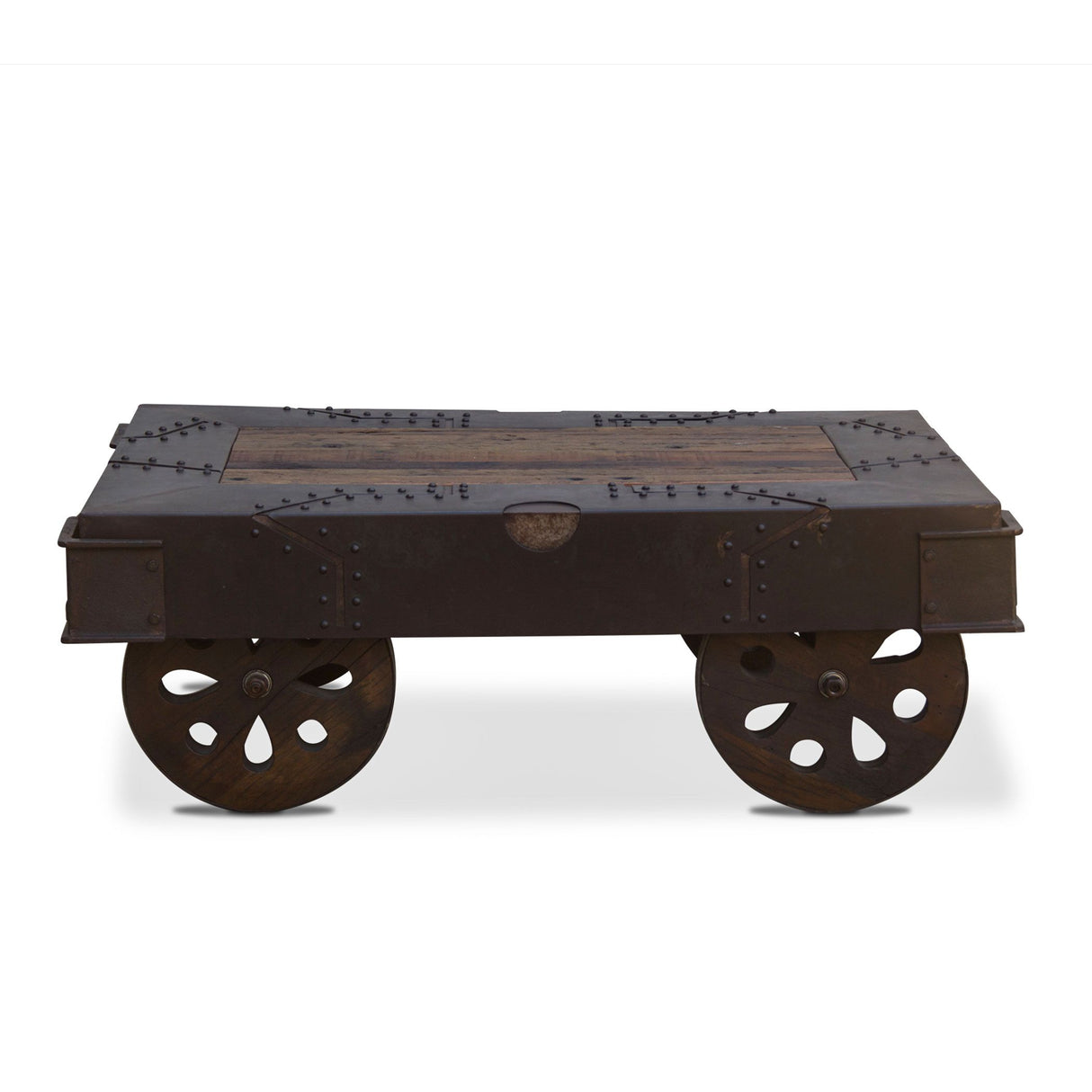 Vintage Industrial 48" Wheeled Coffee Table from Home Trends & Design - Luna Furniture
