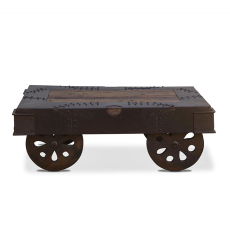Vintage Industrial 48" Wheeled Coffee Table from Home Trends & Design - Luna Furniture