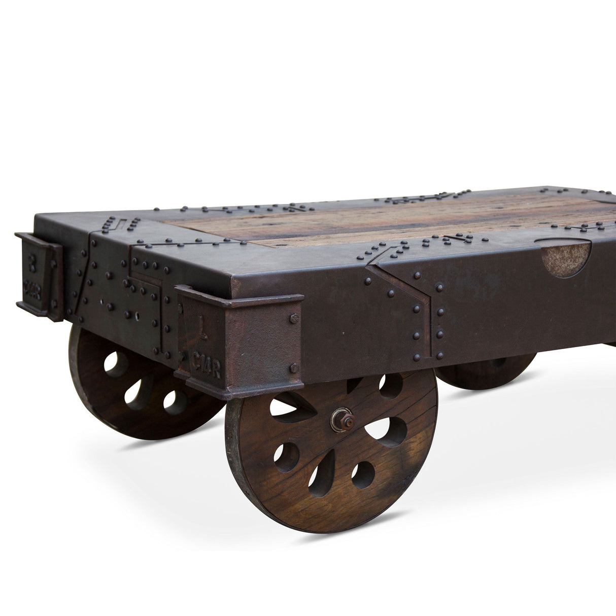 Vintage Industrial 48" Wheeled Coffee Table from Home Trends & Design - Luna Furniture