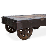 Vintage Industrial 48" Wheeled Coffee Table from Home Trends & Design - Luna Furniture