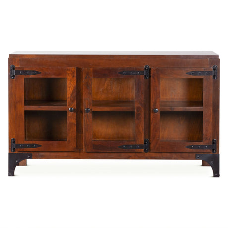 Vintage Industrial 58" Glass Cabinet in Dark Walnut from Home Trends & Design - Luna Furniture