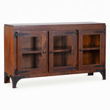 Vintage Industrial 58" Glass Cabinet in Dark Walnut from Home Trends & Design - Luna Furniture