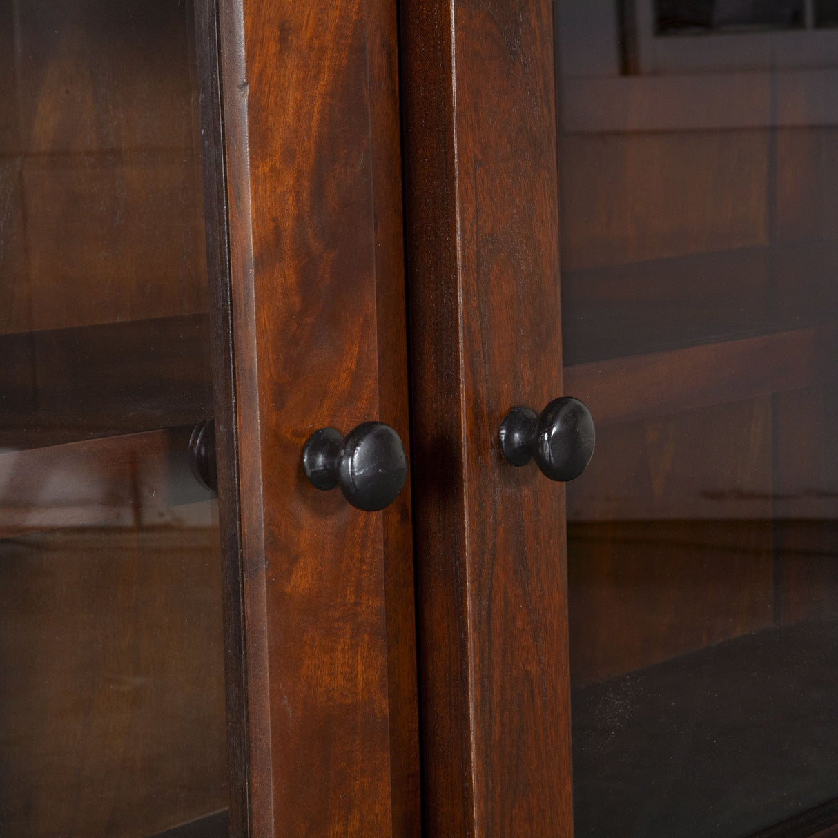 Vintage Industrial 58" Glass Cabinet in Dark Walnut from Home Trends & Design - Luna Furniture