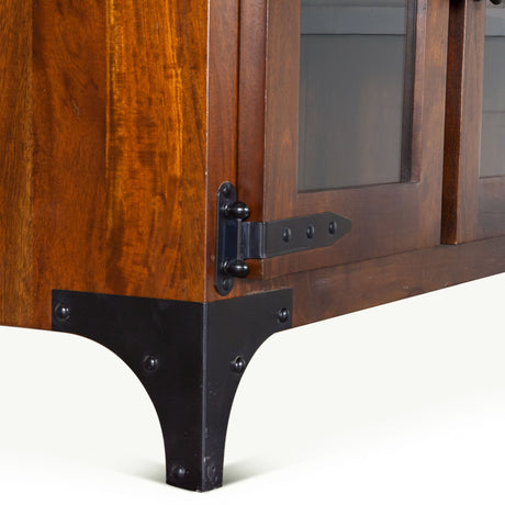 Vintage Industrial 58" Glass Cabinet in Dark Walnut from Home Trends & Design - Luna Furniture