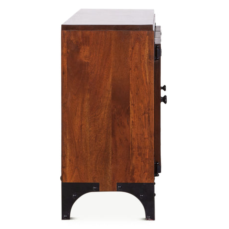 Vintage Industrial 58" Glass Cabinet in Dark Walnut from Home Trends & Design - Luna Furniture