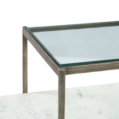 Venice 52" Nesting Coffee Table with Glass and Marble Top from Home Trends & Design - Luna Furniture