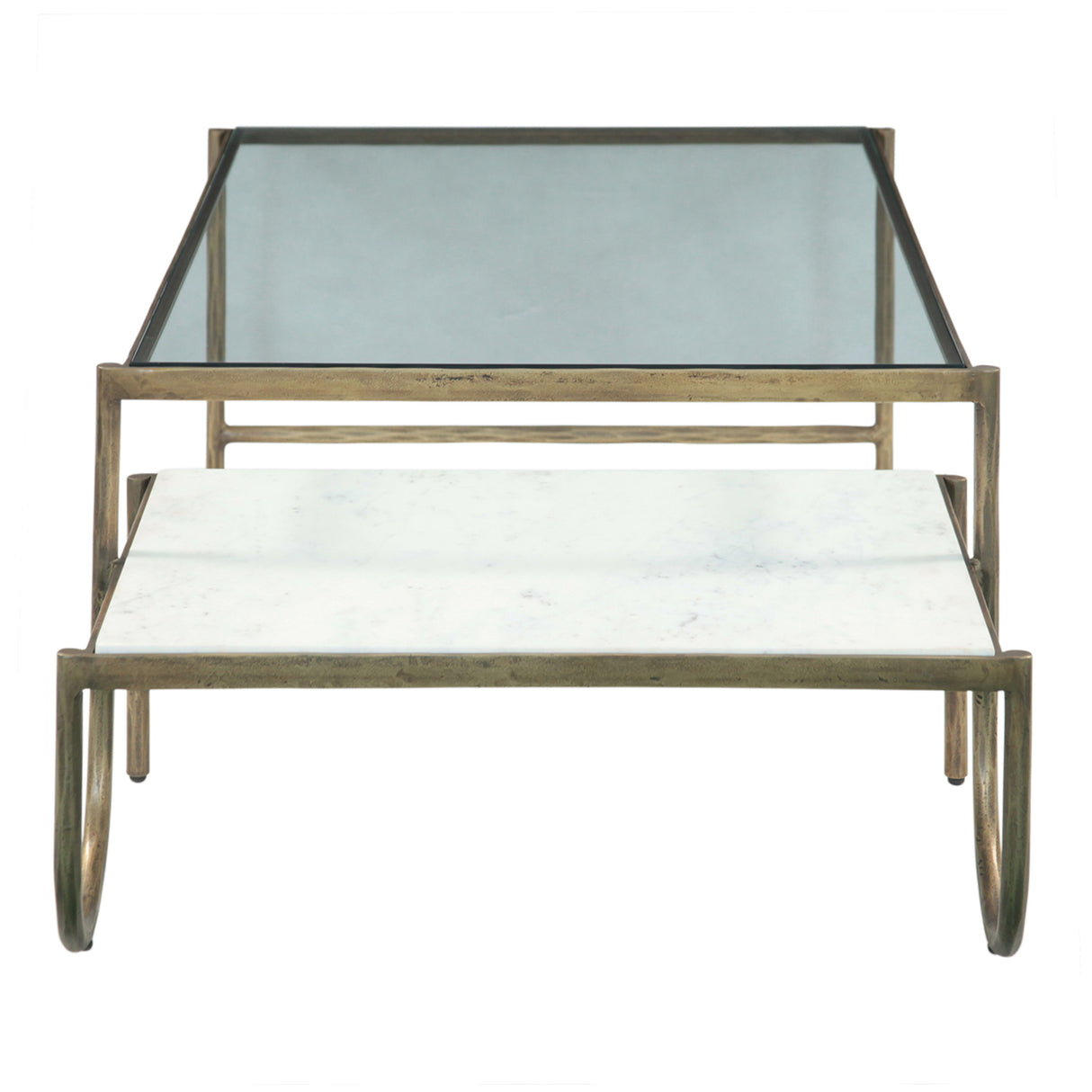 Venice 52" Nesting Coffee Table with Glass and Marble Top from Home Trends & Design - Luna Furniture