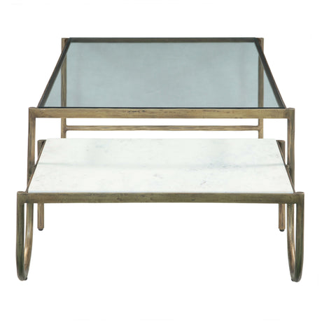 Venice 52" Nesting Coffee Table with Glass and Marble Top from Home Trends & Design - Luna Furniture