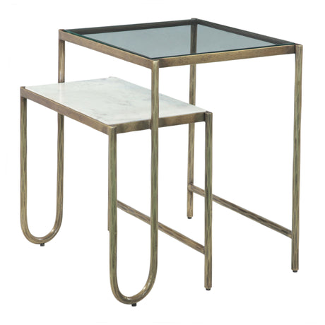 Venice 22" Nesting Side Table with Glass and Marble Top from Home Trends & Design - Luna Furniture