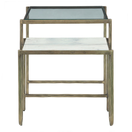Venice 22" Nesting Side Table with Glass and Marble Top from Home Trends & Design - Luna Furniture