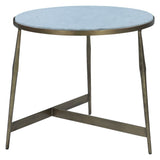 Venice 28" Antique Brass with White Marble Top Round Side Table from Home Trends & Design - Luna Furniture