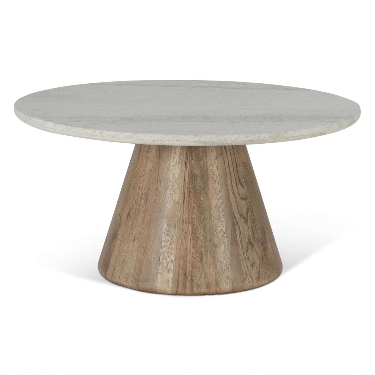 Vista 36" Coffee Table with White Travertine and Light Base from Home Trends & Design - Luna Furniture