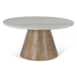Vista 36" Coffee Table with White Travertine and Light Base from Home Trends & Design - Luna Furniture