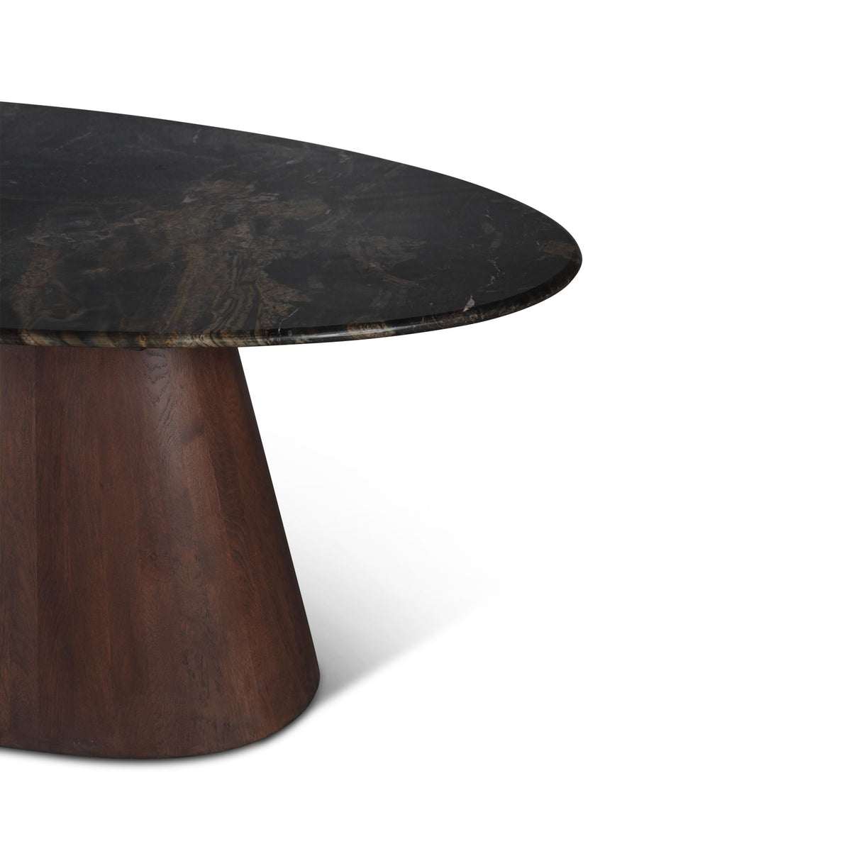 Vista 90" Oval Dining Table in Lava Marble with Dark Mango Base from Home Trends & Design - Luna Furniture