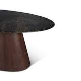 Vista 90" Oval Dining Table in Lava Marble with Dark Mango Base from Home Trends & Design - Luna Furniture