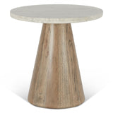 Vista 22" Side Table with White Travertine and Light Base from Home Trends & Design - Luna Furniture