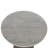 Vista 22" Side Table with White Travertine and Light Base from Home Trends & Design - Luna Furniture