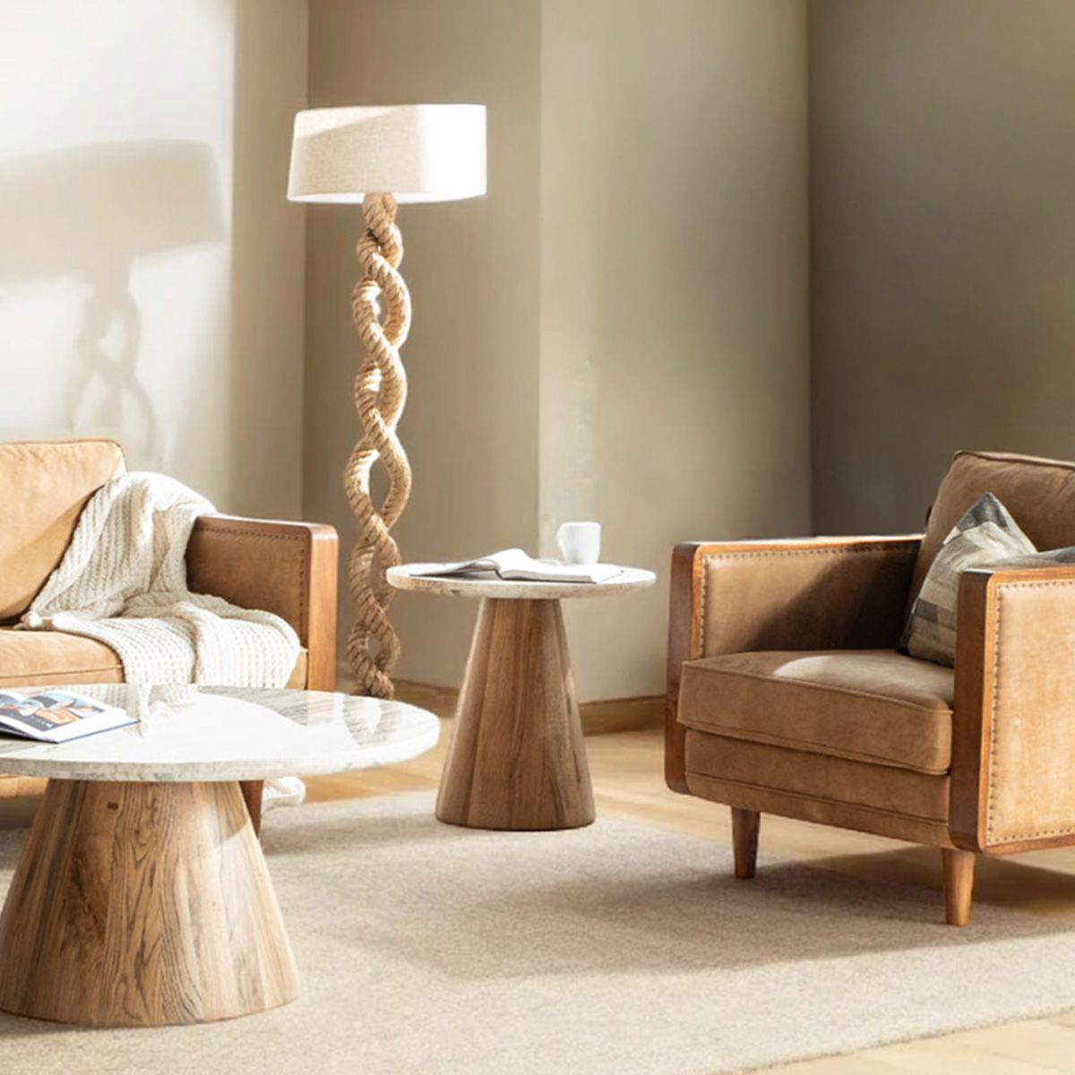 Vista 22" Side Table with White Travertine and Light Base from Home Trends & Design - Luna Furniture