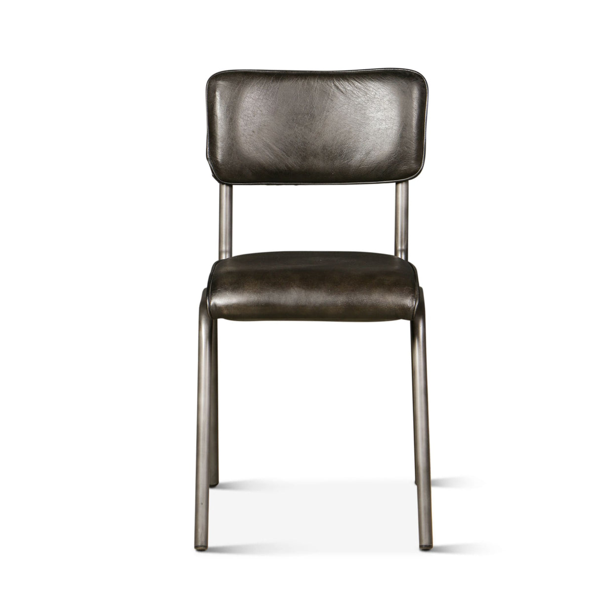 Wellington Bill 17" Dining Chair in Ebony Leather and Iron, Set of 2 from Home Trends & Design - Luna Furniture